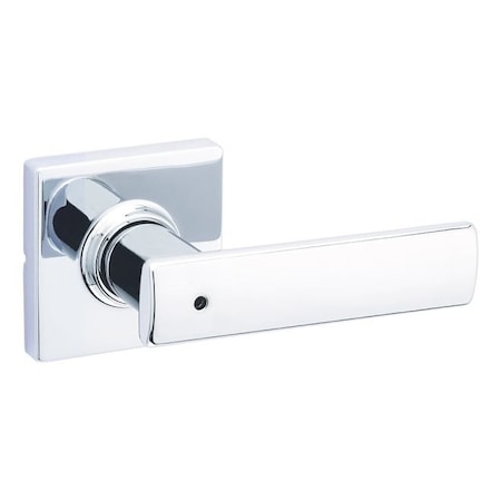 Kwikset Breton Lever with Square Rose Privacy Door Lock with 6AL Latch and RCS Strike Bright Chrome Finish 300BRNLSQT-26